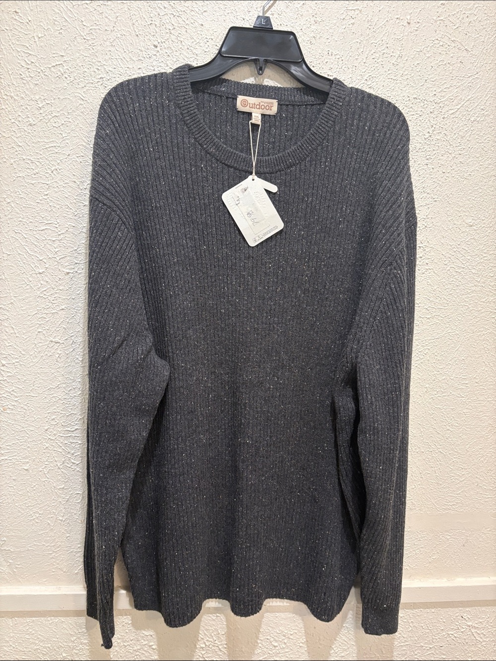 Essentials Men’s Dark Gray Ribbed Crewneck Sweater